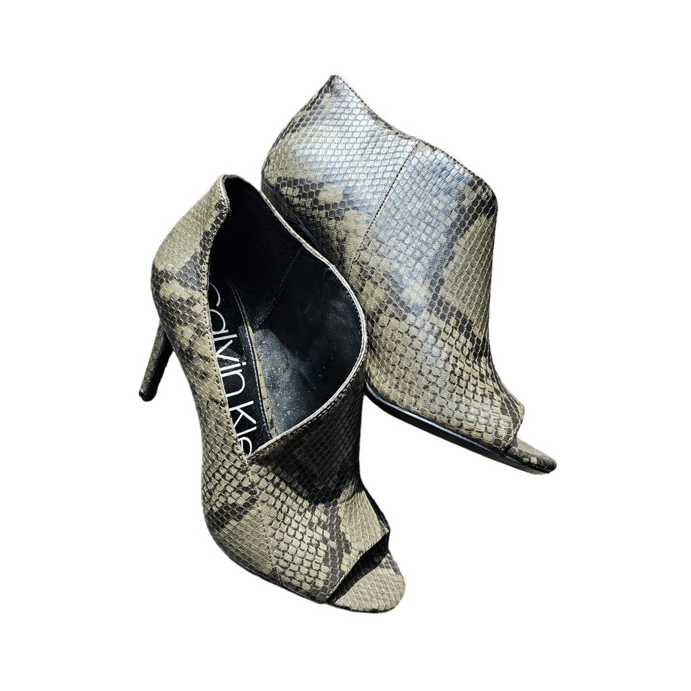 Calvin Klein Shoes Leather Size 6 Black Stiletto Snake Booties Nastassia